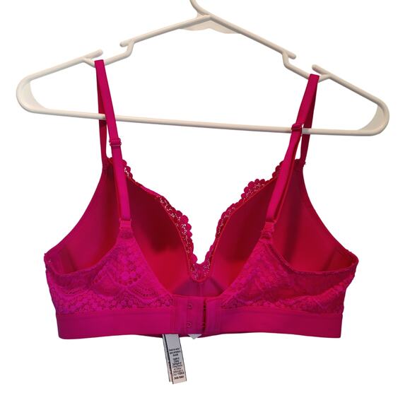 Victoria's Secret Sz 36B Hot Pink Lace Padded No Wire Bra - Picture 3 of 6